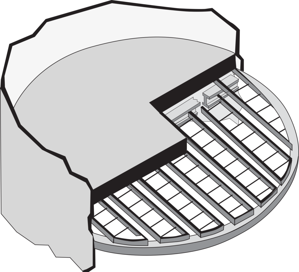 Isometric cut of the denebulizer with metal structure and knitted mesh